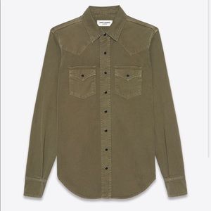 Saint Laurent Western Shirt in Khaki